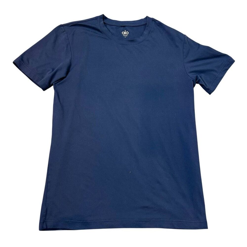 Alo Yoga T-Shirt Mens Medium Navy Blue Conquer Reform Crew Neck Short Sleeve - Picture 6 of 12